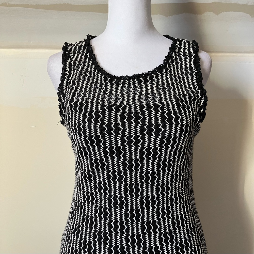 Steve Madden Nyssa Bodycon Midi Dress in Woven Black & White size Small - Picture 6 of 11